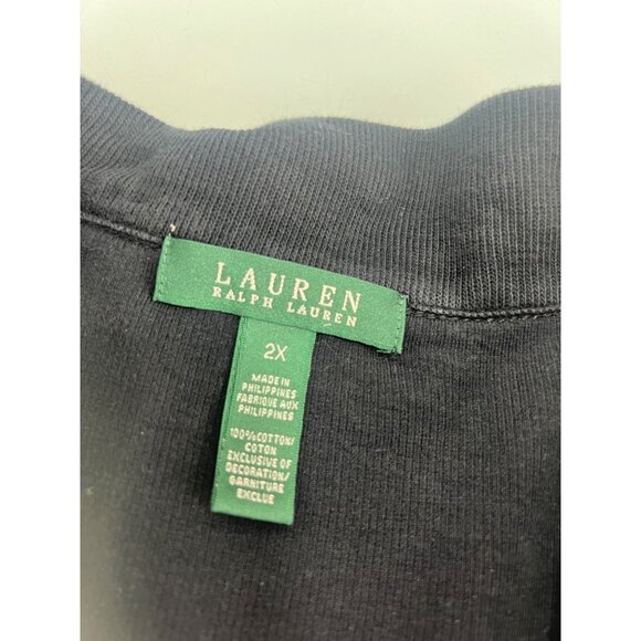 Lauren Ralph Lauren Jacket Womens Plus Size 2X Full Zip Ribbed Black 100% Cotton - Picture 3 of 3